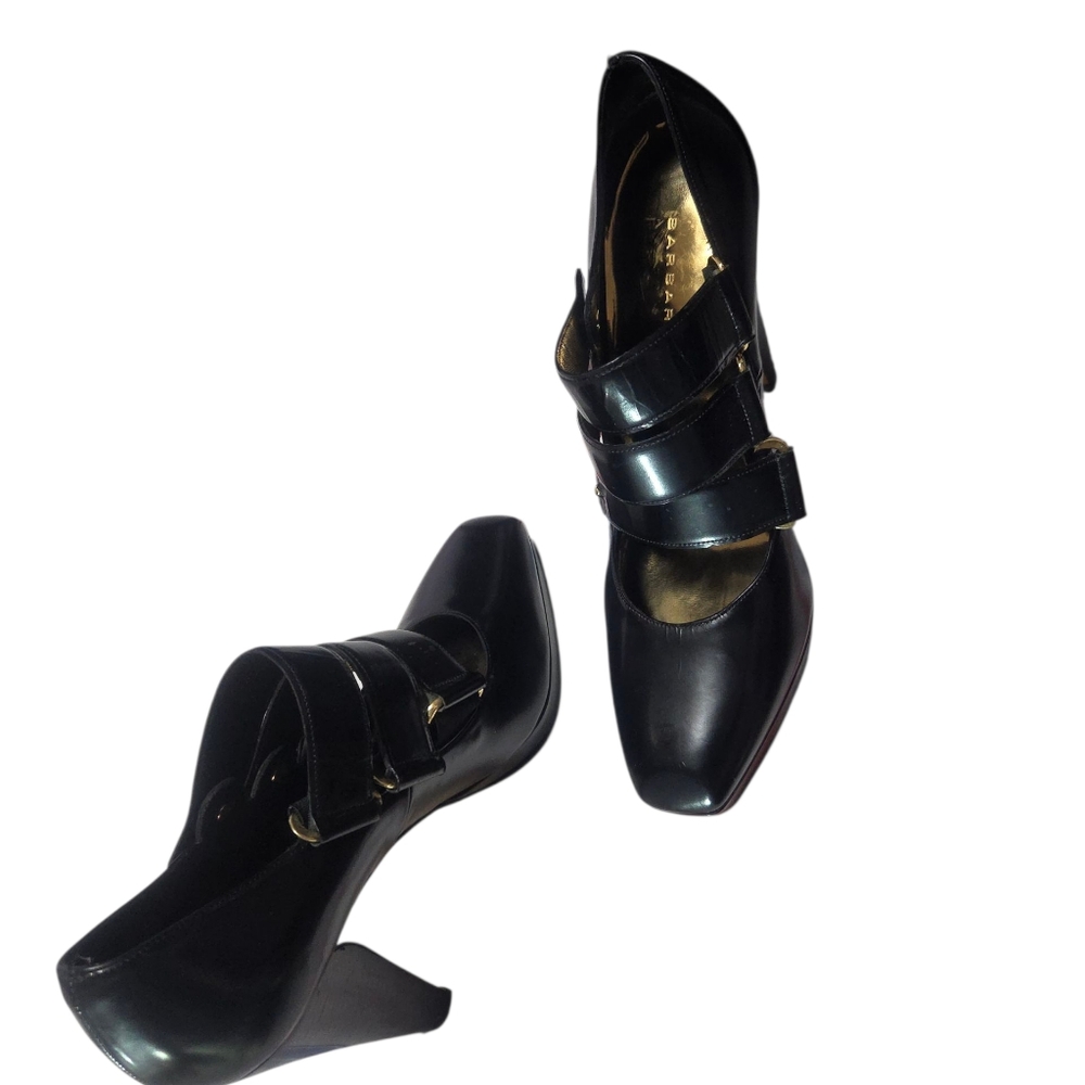 Barbara Bui Black Glossy Heels with Sculptural Design - Picture 4 of 11